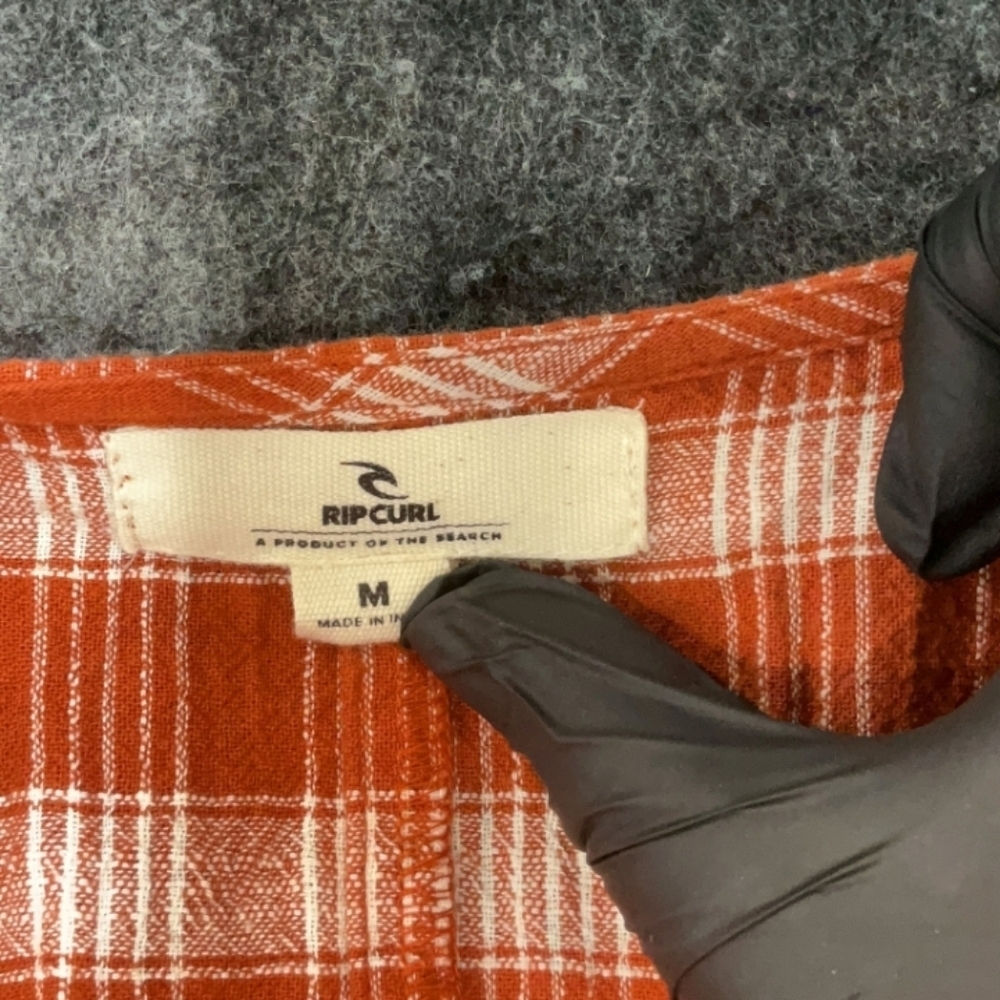 Rip Curl Orange Plaid Flannel Dress M $76 Retail - Picture 3 of 8